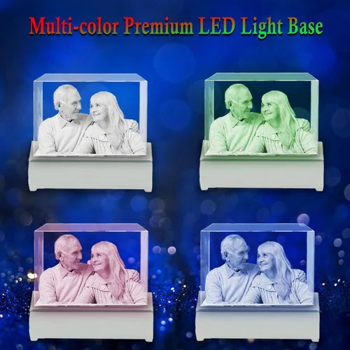 Miniatura 5 de Foto de cristal 3D personalizada, marco de fotos de vidrio grabado con láser, gran aniversario, cumpleaños, Navidad, regalos conmemorativos