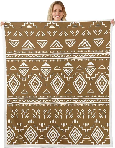 Miniatura 12 de Manta Decorativa Tribal Boho Azteca para Hombres y Mujeres, Manta de Vellón Étnica Bohemia Negro y Blanco de 50"X60", Manta Sherpa del Suroeste