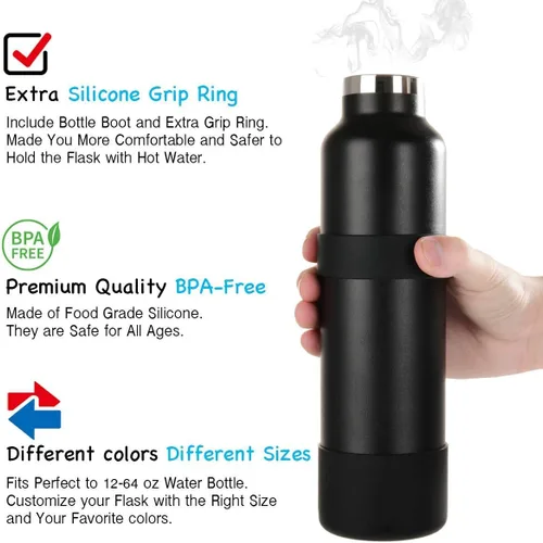 Miniatura 5 de Greant Funda protectora doble para botella de agua compatible con Hydro Flask, funda flexible de silicona compatible con funda Hydroflask, funda
