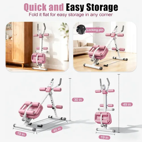 Miniatura 6 de EPHESPORT Multifunctional Ab Machine, Crunch & Sit-Up Core Trainer, Adjustable Ab Trainer with Knee & Back Support, Foldable, Full Body Workout Rosa