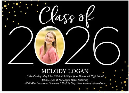 Let's Make Memories Anuncios de graduación personalizados para clase de 2026 o cualquier año, invitaciones de calidad premium, 5 x 7, tarjetas Año