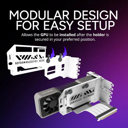 Miniatura 6 de Cooler Master Kit Vertical para Soporte de Tarjeta GPU V3 Blanco, para Placas Madre PCIe 4.0 5.0, GPUs RTX 5090 RX 9070 XT, Carcasa de ABS, 165mm