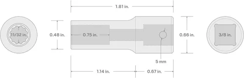 Miniatura 123 de TEKTON Encastre de 3/8 pulgadas x 0.669 in Zócalo de impacto de 12 puntos poco profundo SID12317