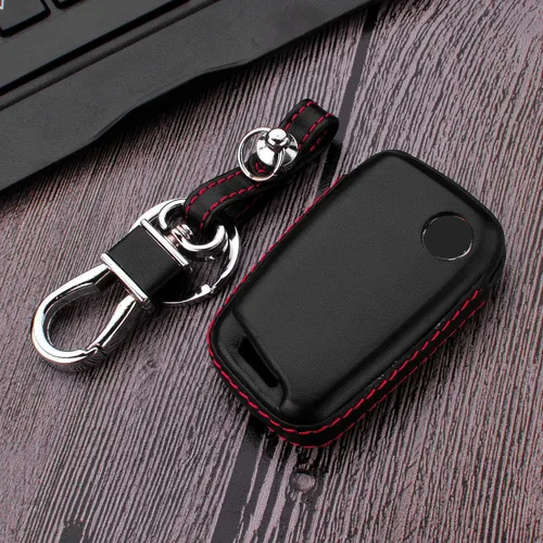 Miniatura 5 de Hombres Mujeres Cuero Genuino Llavero Funda para Volkswagen Arteon Atlas Golf Alltrack Jetta GLI Passat Taos SEL para Tiguan para Skoda Kodiaq