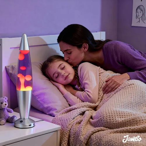 Miniatura 6 de JAMBO Hermosa lámpara de movimiento líquido de 16 pulgadas con USB, color morado con cera amarilla/naranja para adultos, adolescentes y niños