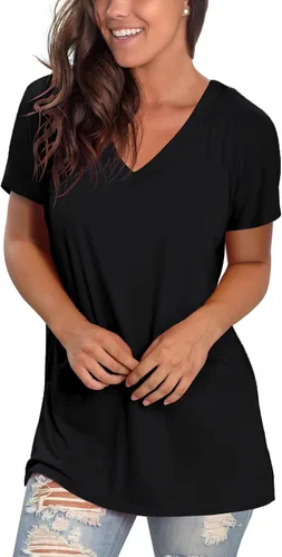 Miniatura 3 de Sipaya - Camiseta de mujer con cuello en V, básica, de ajuste suelto, manga corta, estilo casual