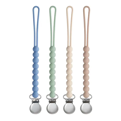 Clip para chupete para niños y niñas, paquete de 4 soportes para chupete de chupete, para regalo de ducha, cumpleaños (beige, beige, azul, salvia)