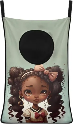 Miniatura 16 de Cesto de lavandería para colgar sobre la puerta de las niñas negras africanas, cesta de lavandería para mujeres afroamericanas, cesta para ahorrar