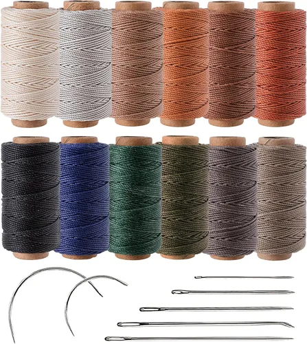 Miniatura 9 de 12 Hilos de Poliéster Encerados de Colores, Diámetro de 0.45mm más Delgado, 105 Metros/Bobina, Hilo Encerado para Costura de Cuero, Tapicería