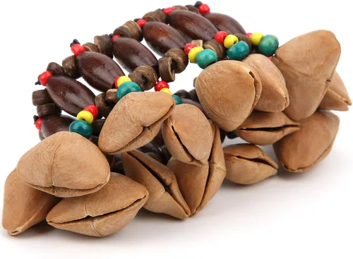 Miniatura 6 de RiToEasysports Pulsera de tambor africano, hecha a mano, con concha de nuez, percusión, pulsera tribal africana con sonido nítido para los amantes
