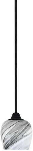 Miniatura 264 de Toltec Lighting Paramount - Mini colgante de 1 luz en acabado negro mate con cristal de arte perla de 7 pulgadas y estilo negro