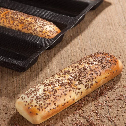 Miniatura 5 de FETESUR Molde para sándwich de silicona perforada para hornear pan de baguette francés, tapete para alimentos, 5 forros antiadherentes para hornear