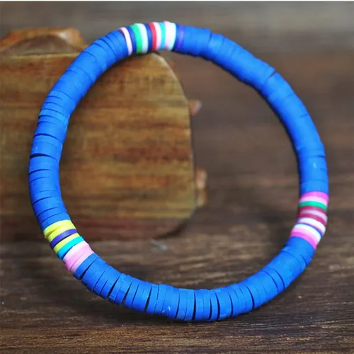 Miniatura 6 de EXCEART 20 pulseras de arcilla elástica de 0236in con cuentas de arco iris pulsera bohemia de arcilla
