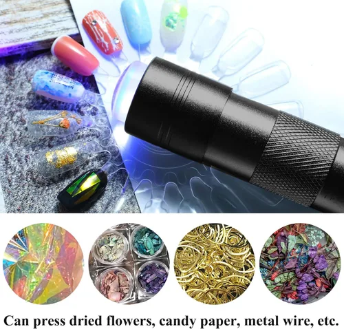 Miniatura 5 de Luz UV portátil de mano para uñas de gel, mini lámpara de uñas UV LED con sello de punta francesa cabeza de silicona, pequeña lámpara para Uñas U V
