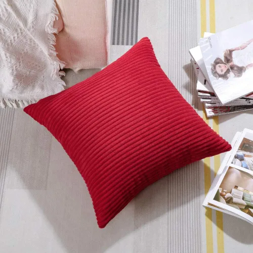 Miniatura 278 de Artscope Fundas de Almohada de Pana a Rayas Acogedoras Súper Suaves Decorativas Cuadradas Fundas de Cojín para Sofá Sillón Dormitorio Decoración