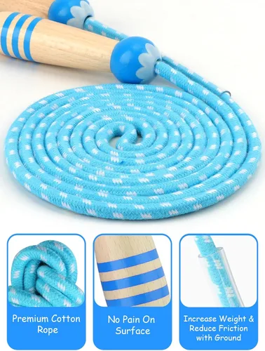 Miniatura 3 de Cuerda de Saltar para Niños, Lorvain Cuerda de Saltar Ajustable, Cuerdas de Saltar para Niños con Mango de Madera para Niñas y Niños, Cuerdas