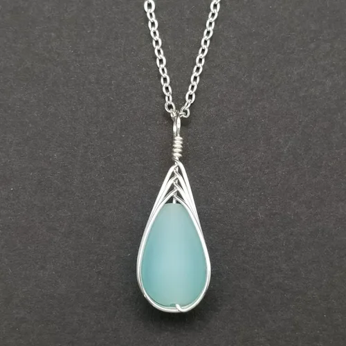 Miniatura 15 de Yinahawaii Collar de cristal de mar hecho a mano, joyería hawaiana para mujer, collar de lágrima trenzada, joyería única de cristal de mar