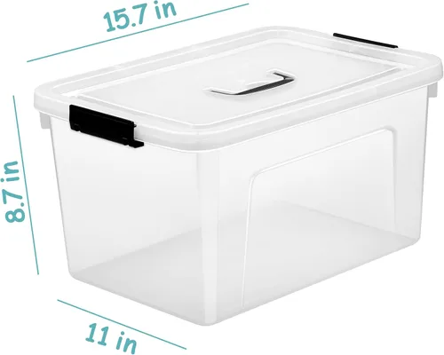 Miniatura 2 de Contenedores de almacenamiento de plástico de 19 cuartos de galón con tapas, paquete de 6 cajas organizadoras apilables transparentes con asa