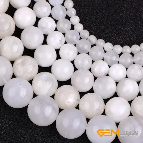 Miniatura 4 de GEM-Inside Moonstone - Cuentas sueltas de piedra lunar para hacer joyas, cuentas de energía natural para hacer joyas, 0.236 pulgadas, redondas, 15