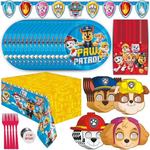 Decoraciones de Cumpleaños Únicas de Patrulla Canina | Suministros de Fiesta de Patrulla Canina | Con Mantel de Patrulla Canina, Platos de Patrulla