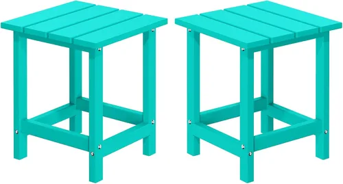 Miniatura 19 de MUCHENGHY Adirondack Mesa auxiliar para exteriores, mesa auxiliar de patio de 14.7 pulgadas, resistente a la intemperie, mesas auxiliares de Blanco