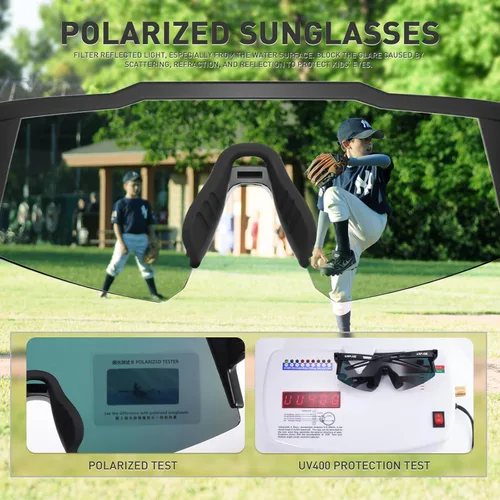 Miniatura 5 de KAPVOE Youth Polarized Sports Sunglasses Kids Baseball Softball Cycling Glasses UV400 Protection for Boys Girls Age 6-12