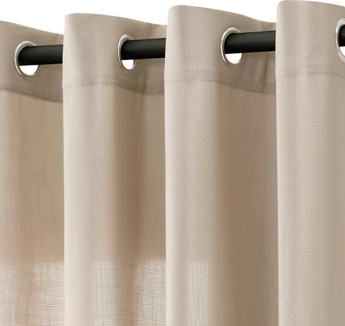 Miniatura 38 de Cortinas de lino beige de abedul de 84 pulgadas de largo para sala de estar, cortina semitransparente filtrante de luz de lujo, decoración moderna