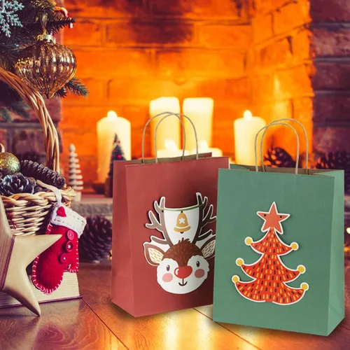 Miniatura 4 de BagDream Bolsas de regalo de 8 x 4.25 x 10.5 pulgadas, 100 bolsas de papel kraft con asas a granel, para compras, venta al por menor, mercancía, Rojo