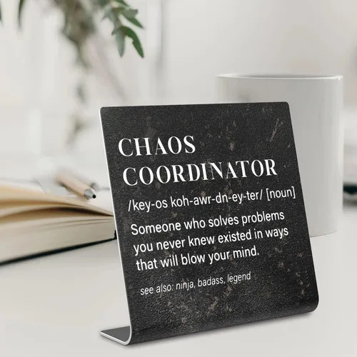 Miniatura 2 de Letrero de Coordinador de Caos, decoración divertida para escritorio de oficina para mujeres, hombres, compañeros de trabajo, mamá, amigos, jefe