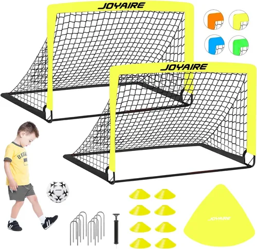 Miniatura 27 de Portería de fútbol para niños de nivel profesional en el patio trasero, red de fútbol de poliéster de 5 capas resistente a desgarros y postes de 10