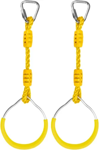 Anillos Ninja Swing para Interiores y Exteriores, Equipo de Entrenamiento de Gimnasia para Patio Trasero, Paquete de 2 Amarillos Colgantes, Gimnasio