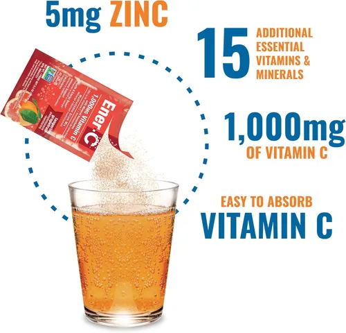 Miniatura 5 de Ener-C Mezcla de bebida multivitamínica de pomelo mandarina, 1000 mg de vitamina C, sin OMG, vegano, polvo de jugo de fruta real, apoyo inmunitario