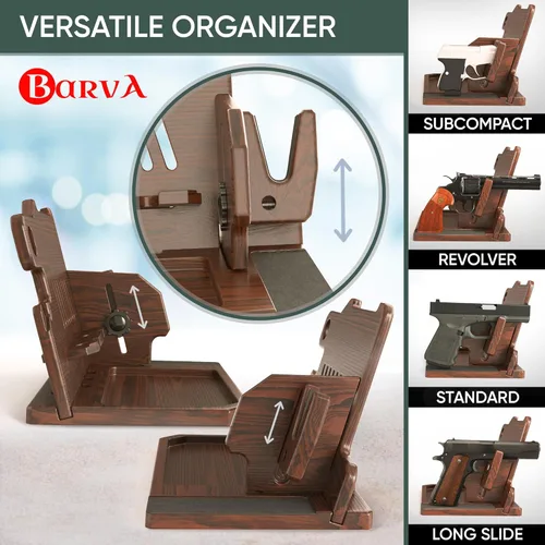 Miniatura 2 de BarvA Estación de acoplamiento para 2 teléfonos Estante patentado de madera adaptable para pistola Decoración de habitación de mesita de noche