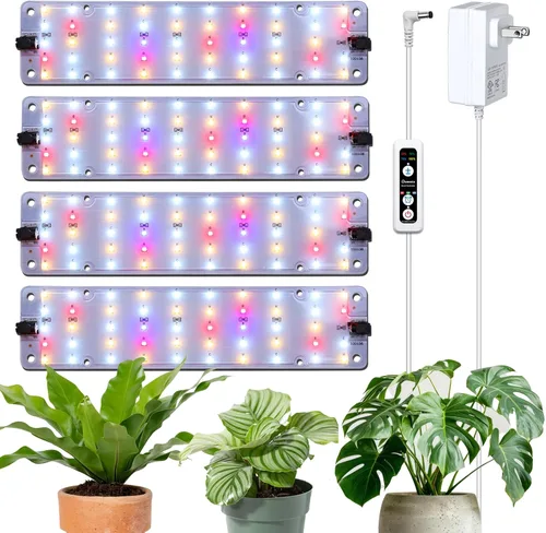 Luces de cultivo DOMMIA, luces de cultivo enlazables de 40W para plantas de interior de espectro completo, temporizador de 6/12/16h, luces de