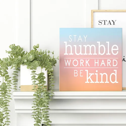 Miniatura 2 de Barnyard Designs Letrero de madera motivacional para escritorio para mujer, oficina, baño, decoración de escritorio inspiradora (Humble Kind)