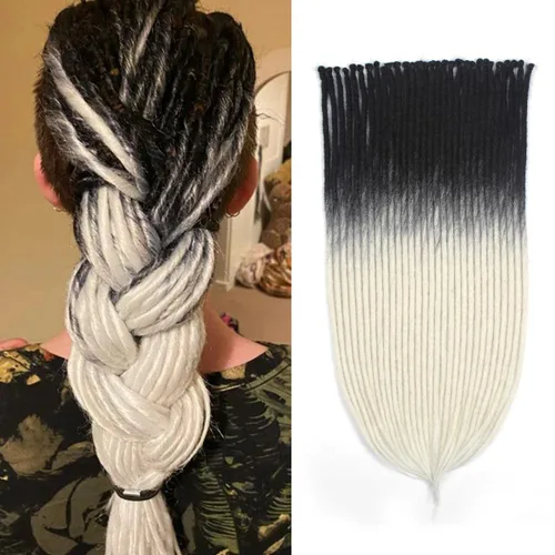 Miniatura 50 de 15 extensiones de rastas de doble extremo, 24 pulgadas, extensiones de rastas falsas de 0.6 pulgadas, color marrón degradado, extensiones de rastas