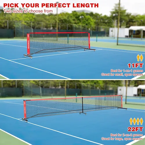 Miniatura 3 de Fostoy Portable Pickleball Net Set with Wheels, Regulation Size 22 FT & Half Court 11 FT, Steady Metal Frame Pickle Ball Net Set System with Carry
