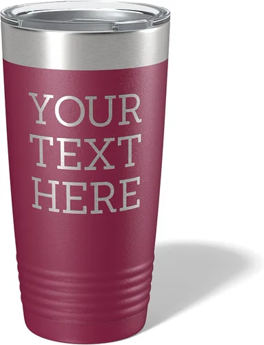 Miniatura 26 de Vaso de acero inoxidable aislado con tapa de 20 onzas (17 colores) personalizado con recubrimiento en polvo, grabado personalizado, nombre