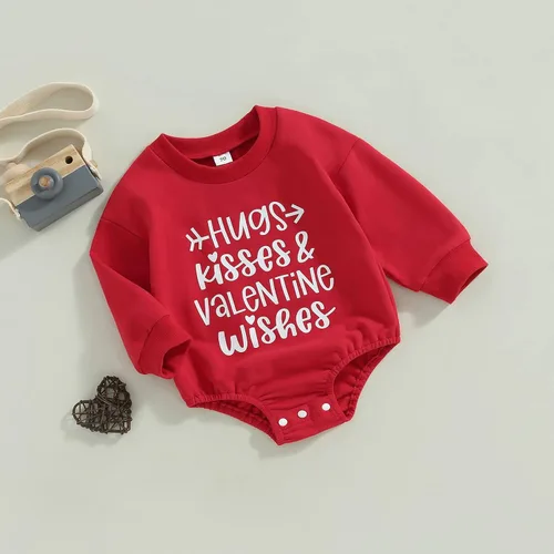 Miniatura 17 de Enterizo de manga larga con estampado de letras para bebés, niñas y niños
