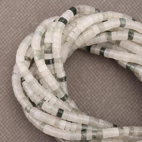 Miniatura 2 de 150 cuentas espaciadoras de jade iceberg natural, sueltas, semipreciosas, planas, redondas, cuentas de piedra de disco Heishi para cuentas