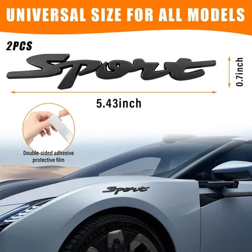 Miniatura 2 de Ziciner 2 piezas calcomanías deportivas de metal para automóvil, logotipo deportivo 3D elevado letras de parrilla del capó delantero calcomanías