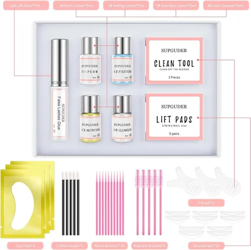Miniatura 3 de Kit de levantamiento de pestañas para permanentes, rizar y levantar pestañas Suministros semipermanentes de grado de salón para tratamientos