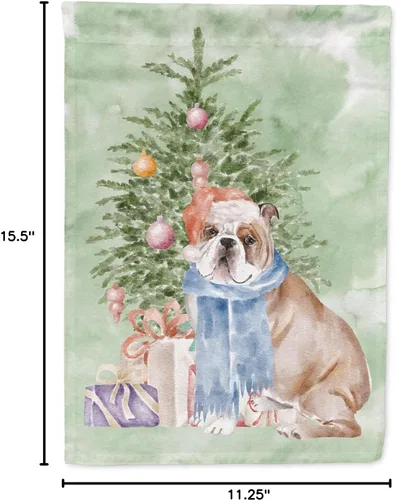 Miniatura 4 de Caroline's Treasures CK8213GF Bulldog Inglés #2 Regalos de Navidad y árbol de jardín Bandera de buzón Bandera decorativa para patio exterior, patio