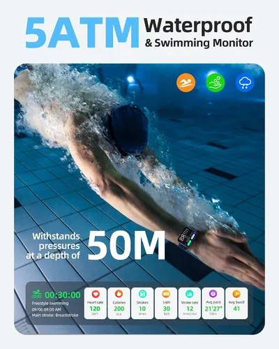 Miniatura 2 de Reloj inteligente Parsonver, reloj 5ATM impermeable para natación, rastreador de actividad física con más de 110 modos deportivos, monitor