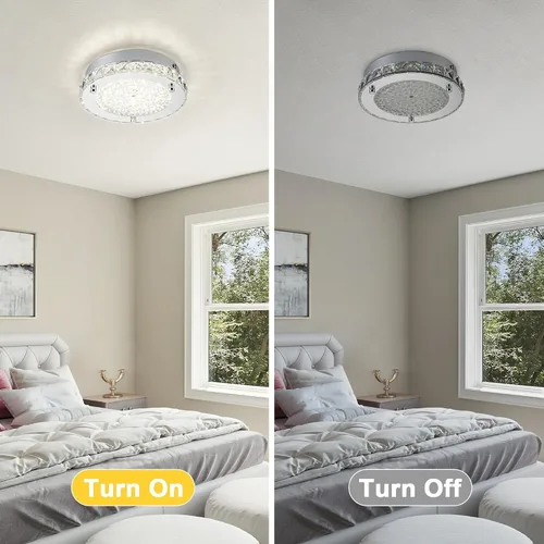 Miniatura 4 de Lámpara de techo de cristal de montaje empotrado, moderna lámpara de techo LED de 4000 K, lámpara de techo redonda de 8 pulgadas para espacios