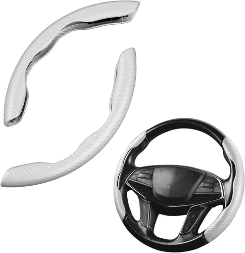 Miniatura 22 de LoyaForba Funda universal para volante de automóvil, protector universal de cuero segmentado de 15 pulgadas, antideslizante y suave, transpirable