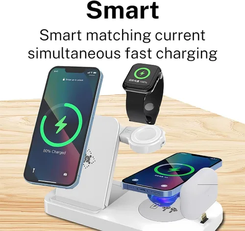 Miniatura 2 de Cargador inalámbrico, estación de carga inalámbrica 6 en 1, soporte de cargador inalámbrico rápido para iPhone 15 14 13 12 11 Pro Max XR XS 8 Plus