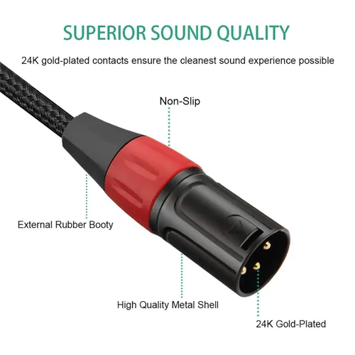Miniatura 3 de 3 pines Mini XLR hembra (TA3F) a XLR regular macho Pro Cable de micrófono de solapa - 1 pie
