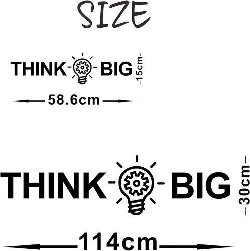 Miniatura 3 de Think Big Quote - Adhesivo de pared de vinilo para oficina y escuela, moderno, oficina, trabajo, decoración de sala de estudio, Y77 (grande, negro)