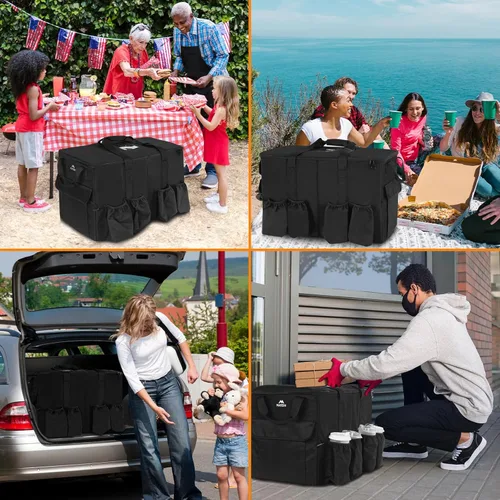 Miniatura 6 de MATEIN Bolsa aislante para entrega de alimentos, bolsa térmica XXXL para alimentos fríos y calientes, resistente al agua, plegable, para transporte